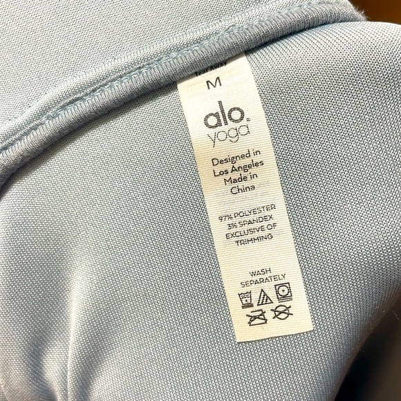 BRAND NEW - Alo Velour Glimmer Zip Up Sweater in Steel Blue - Picture 7 of 8